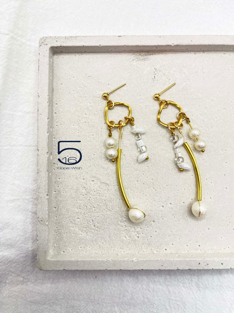 金沙棉花球 - 耳环/耳夹 - 宝石 