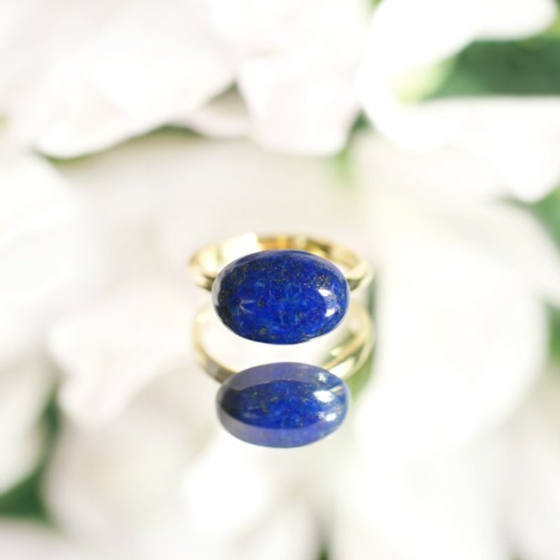 均码 14 毫米青金石凸圆面戒指 Radka - 戒指 - 宝石 蓝色