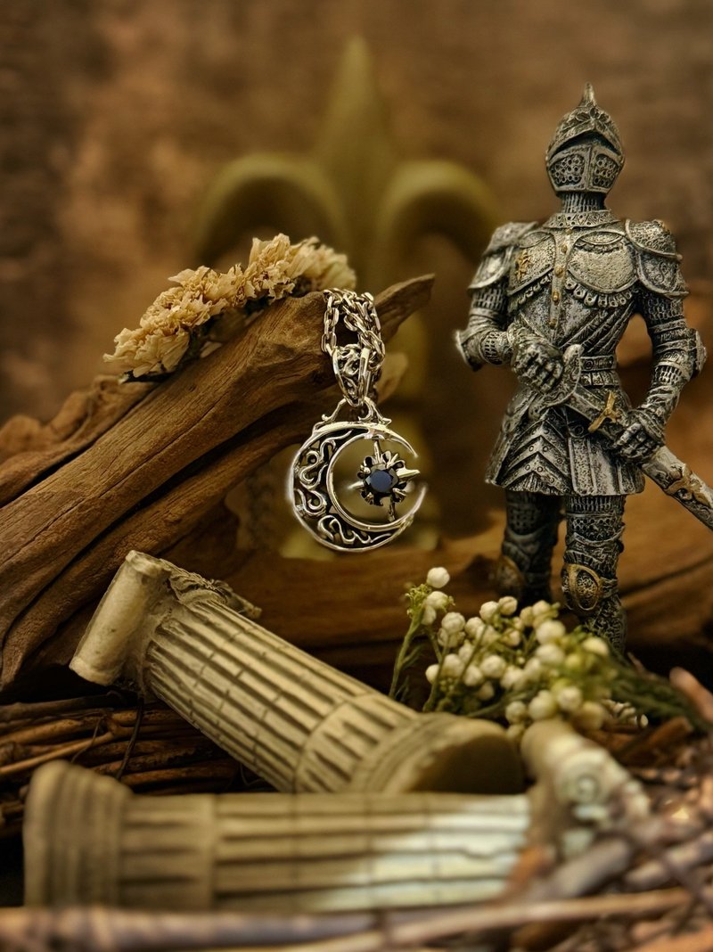 【巴洛克系列】月  坠饰 吊坠925纯银(不含链) - 项链 - 纯银 银色