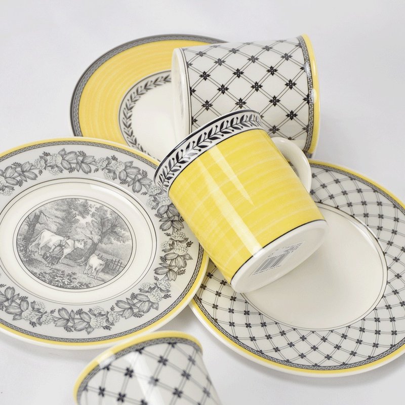 德VB │奥顿系列组合-单人午茶3件组(2款可选) - 盘子/餐盘/盘架 - 瓷 黄色