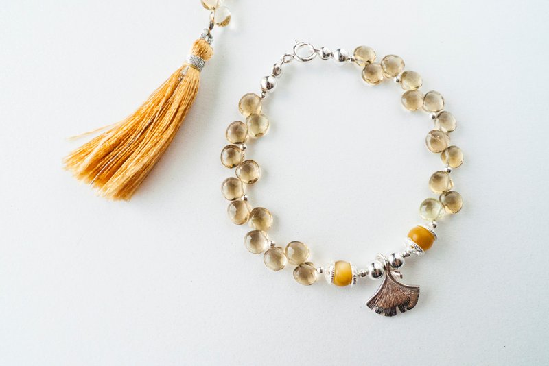 片片黄金。银杏森林  - 手链/手环 - 宝石 金色