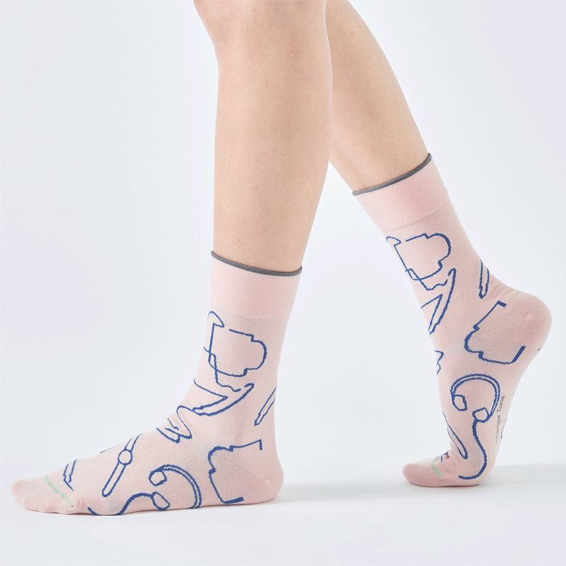 一杯美式 抗菌中筒袜 - 粉(F) - 袜子 - 棉．麻 粉红色