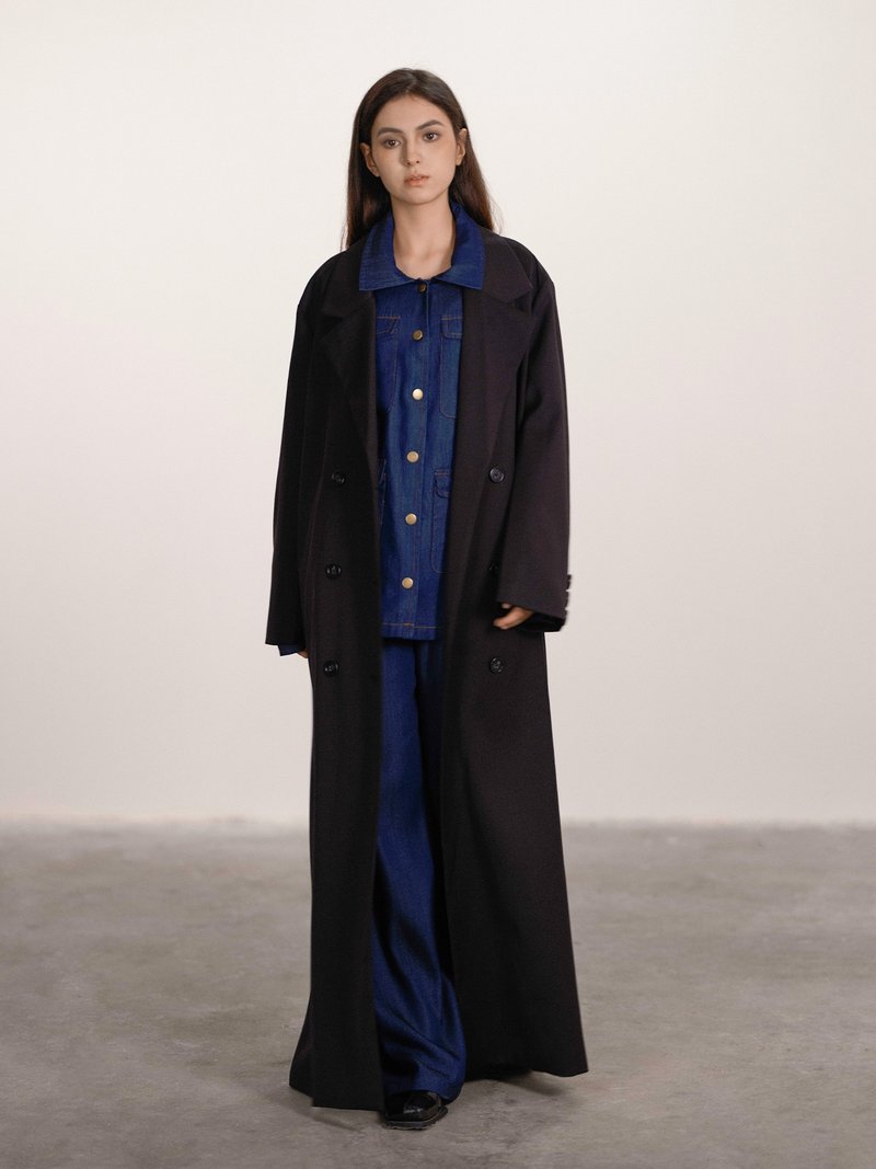 法式极简 / 双排扣长款风衣外套 - 女装休闲/机能外套 - 其他材质 多色