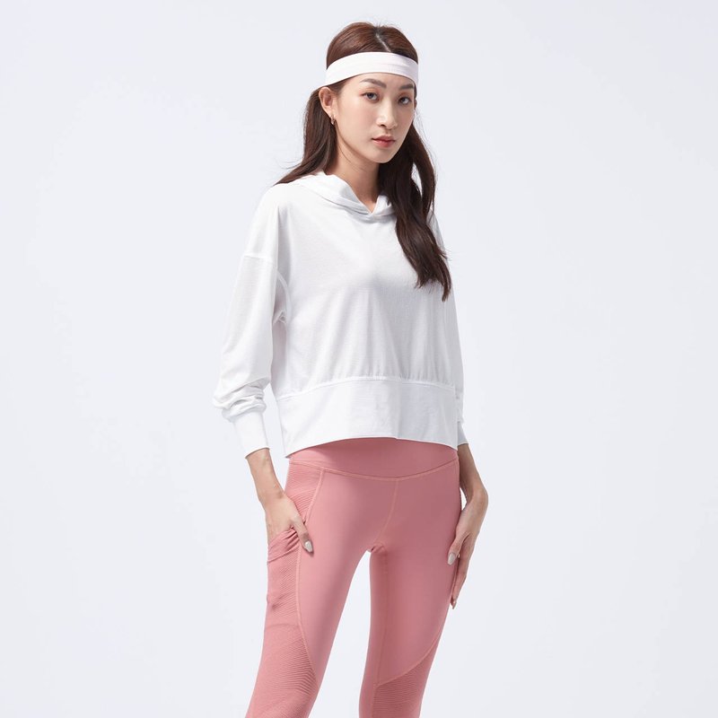 COZEE-透气连帽长袖上衣-香槟白 - 女装运动衣 - 尼龙 白色