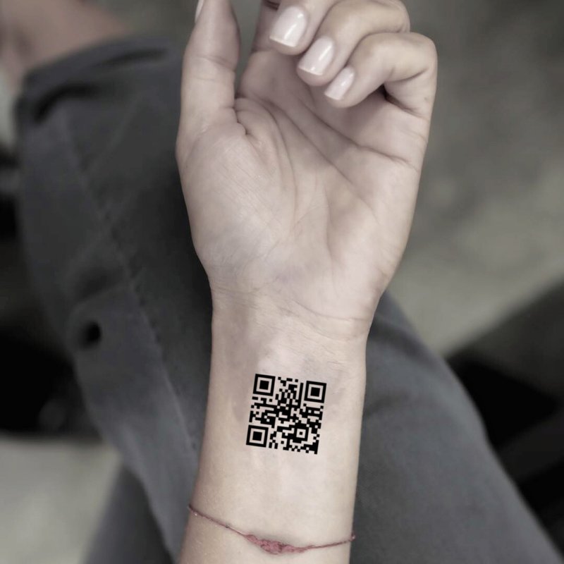 OhMyTat 二维码 QR Code 刺青图案纹身贴纸 (2 张) - 纹身贴 - 纸 黑色