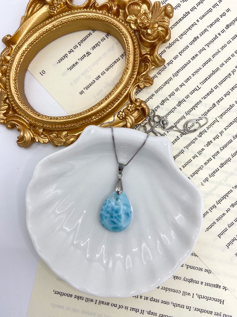 Larimar拉利玛x海纹石吊坠|项链x绝美气质|礼物|送礼 - 项链 - 宝石 蓝色