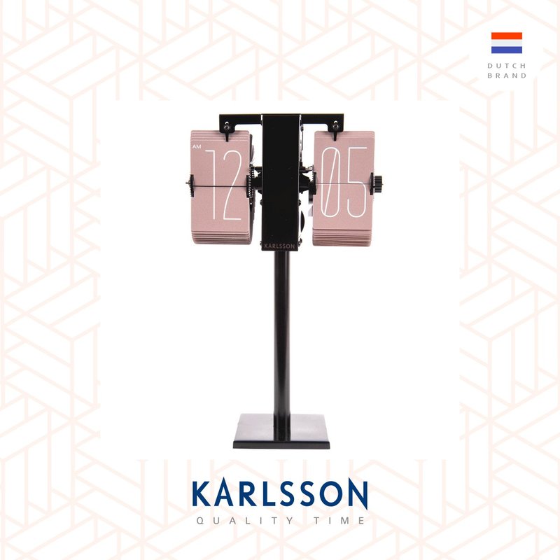 荷兰Karlsson, Flip clock No Case mini pink, black stand - 时钟/闹钟 - 其他金属 粉红色