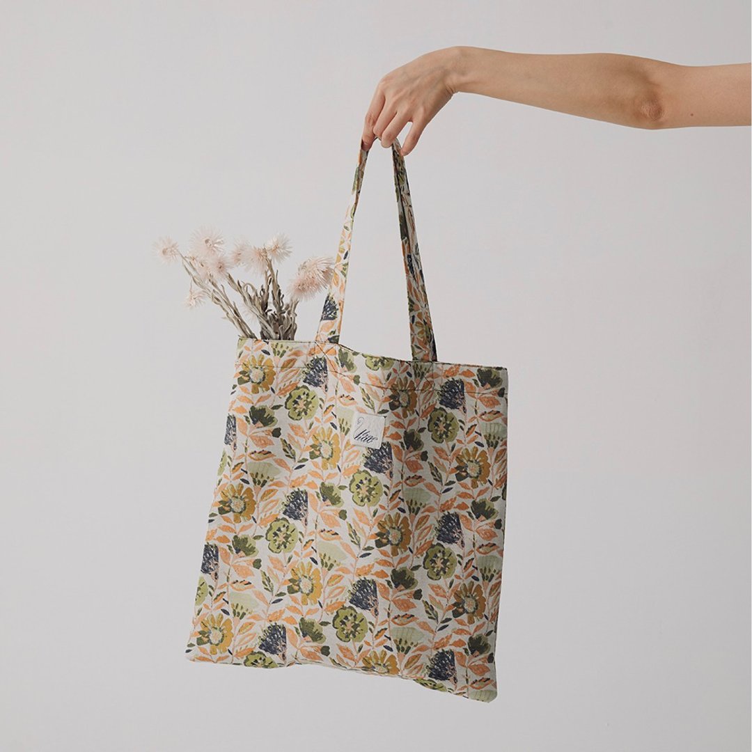TOTE-BAG 提花织纹单肩布袋 双色 - 侧背包/斜挎包 - 其他人造纤维 