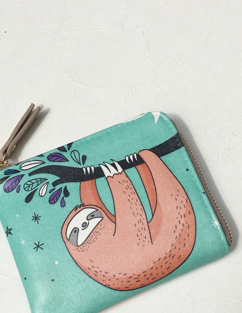 【L型短夹】树懒 L型拉链短夹 轻薄 零钱包 皮包 钱包 礼物 短夹 - 皮夹/钱包 - 防水材质 