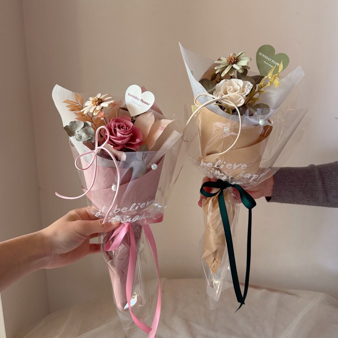 【情人节甜筒花束】情人节花礼 永生花束 七夕花礼 干燥花 附提袋 - 干燥花/捧花 - 植物．花 