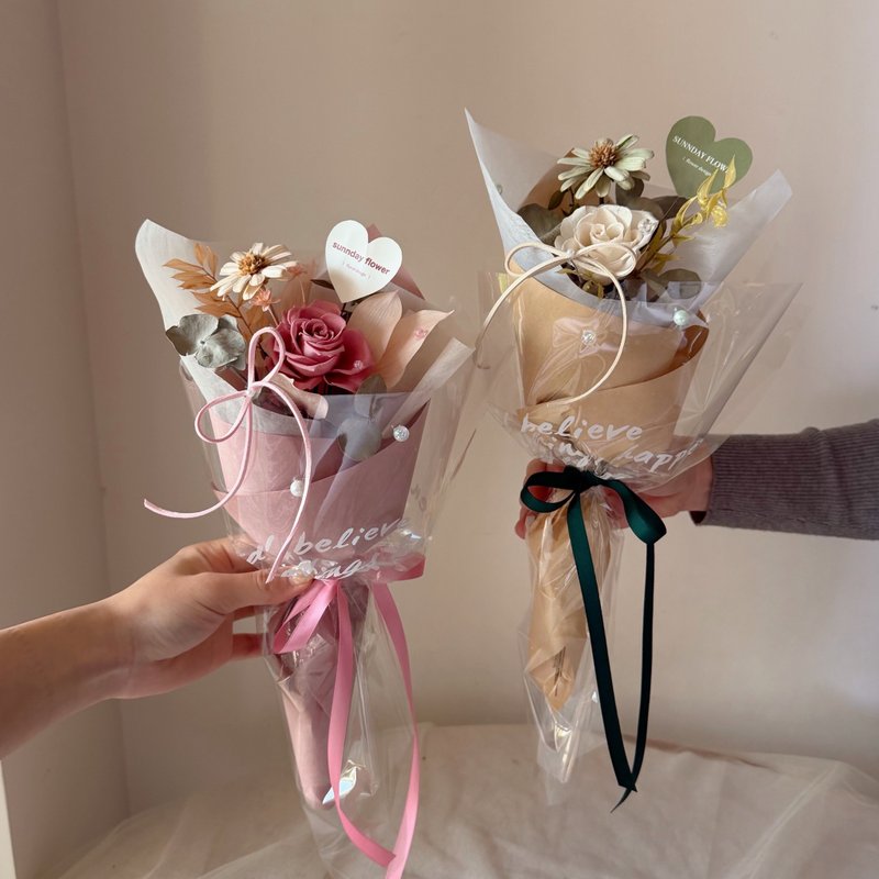 【情人节甜筒花束】情人节花礼 永生花束 七夕花礼 干燥花 附提袋 - 干燥花/捧花 - 植物．花 