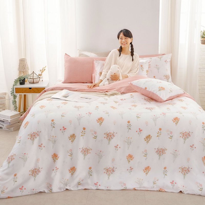 床包被套组-单人/双人/加大/ 40支莱赛尔天丝 / 花绣蜜语 台湾制 - 寝具 - 其他材质 粉红色