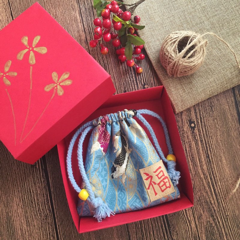 【买2送1见描述】【好运吉祥香囊福袋】香包香囊民族木珠子碎花流苏天蓝淡蓝黄色金色鲤鱼刺绣金线烫金杂物包日式和风京都抽绳包印花棉布包贵妇复古典典雅节日礼物浪漫甜美气质手工口金包零钱包小手袋束口袋晚宴包手拿包手机袋化妆包收纳包 - 化妆包/杂物包 - 棉．麻 蓝色
