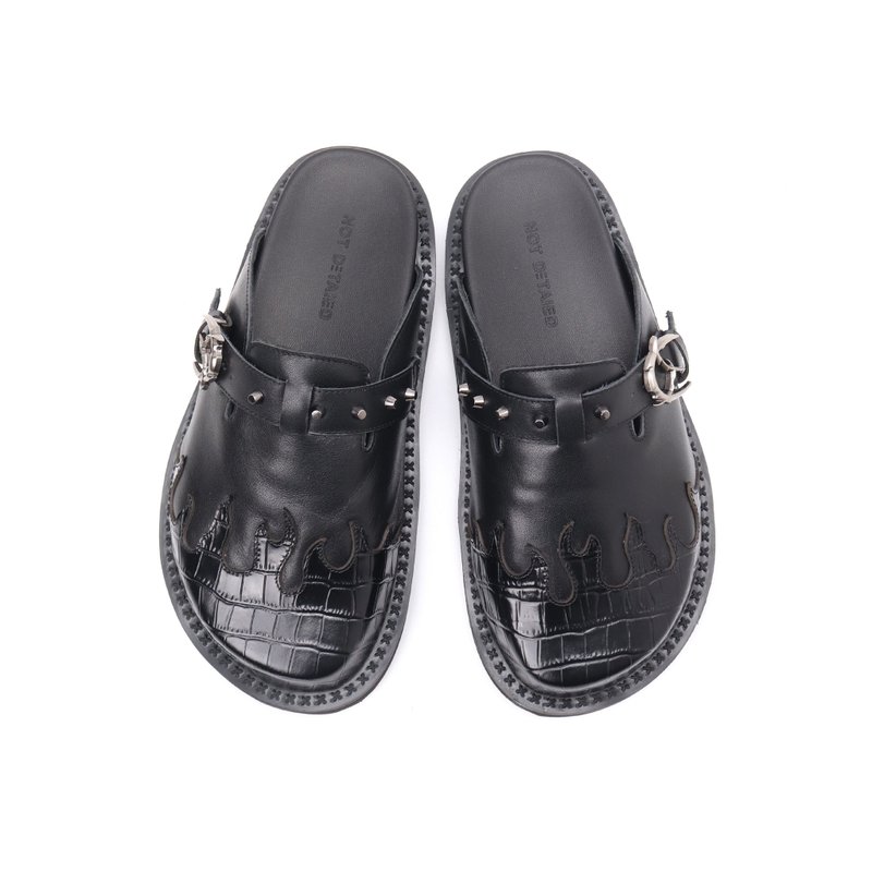 asthershop原创 暗黑风勃肯鞋 火焰圆头全包半托鞋高级感外穿拖鞋 - 拖鞋 - 其他材质 