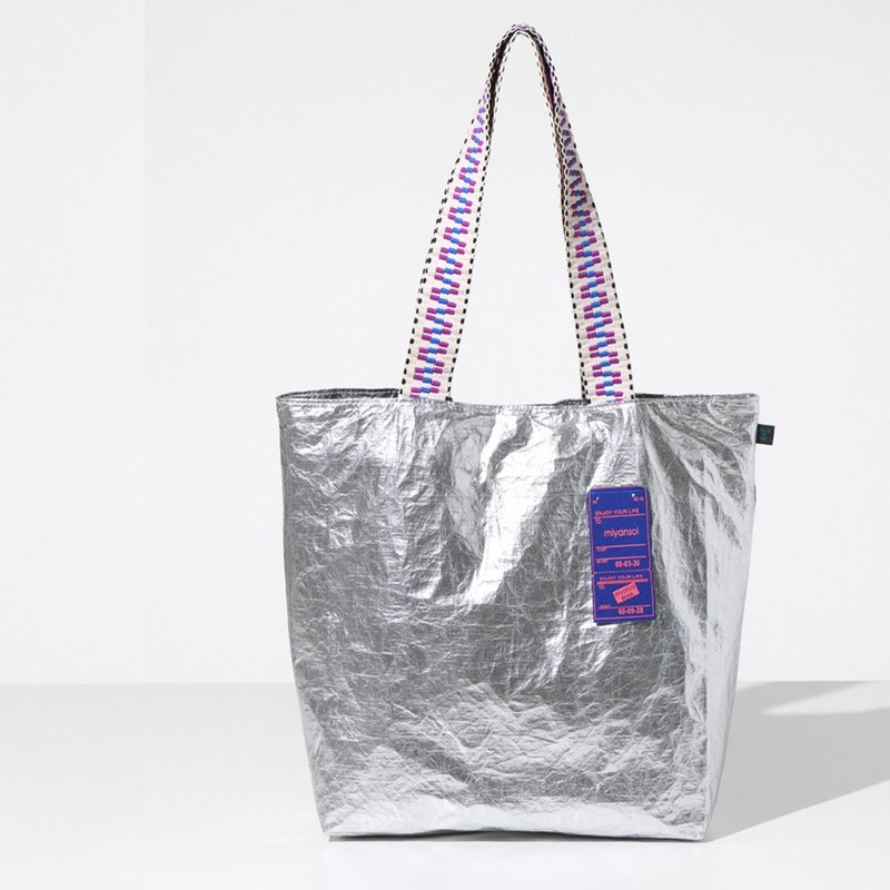 Miyansol韩国皱皱托特包(长背带)-A.银河雪花冰 防水轻量通勤款 - 侧背包/斜挎包 - 纸 银色