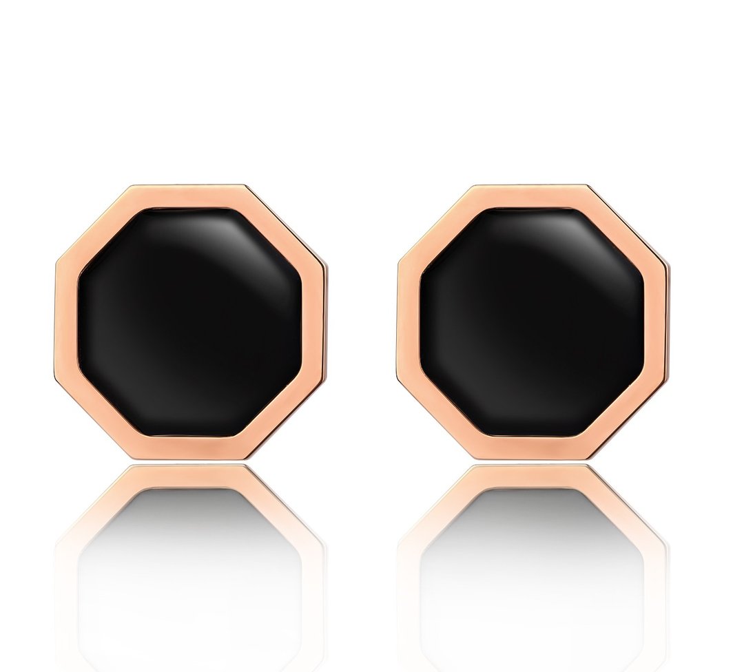 Okto Vintage Black Earrings Rose Gold 耳环 - 耳环/耳夹 - 不锈钢 