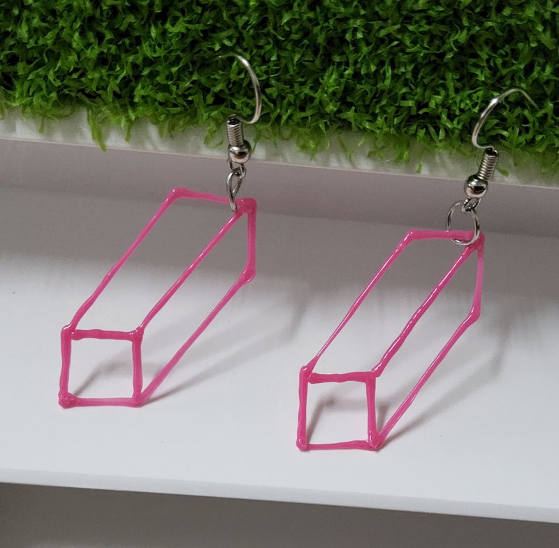 几何图形的长方形 - 耳环/耳夹 - 环保材料 多色