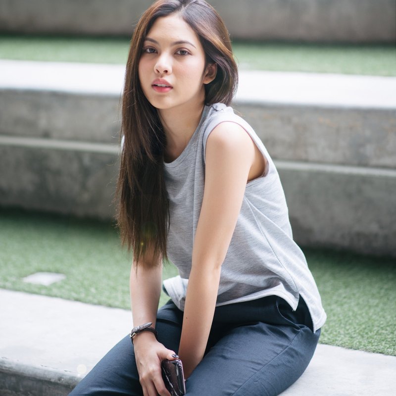 Plain Gray Tank top - 女装上衣 - 棉．麻 灰色