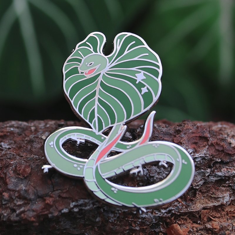 珍奇植生物 - 锦缎蛇神兽徽章 -观叶植物 - 徽章/别针 - 其他金属 绿色