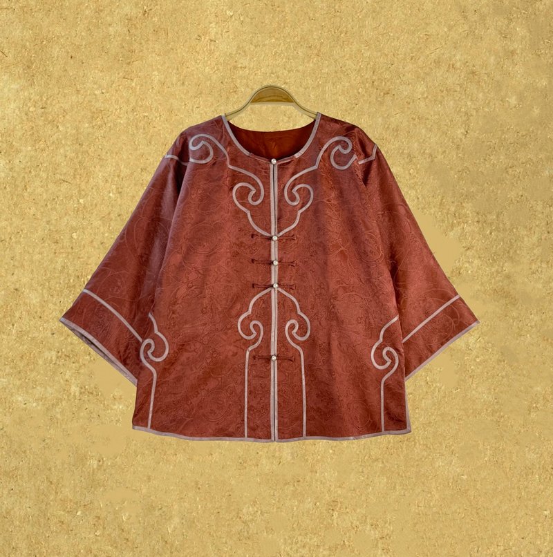 【朱紫】 新中式復古红云纱上衣 - 女装上衣 - 丝．绢 多色