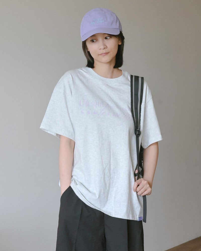 夏日麻灰宽版T恤 - 女装 T 恤 - 棉．麻 灰色