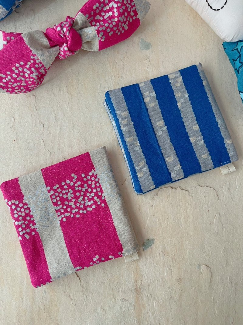 风格棉麻系列。色彩条纹银点点。手工制生理收纳包 - 妈妈包 - 棉．麻 多色