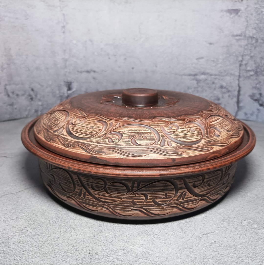 陶器煎锅直径27.5cm手工红粘土砂锅 - 锅具/烤盘 - 粘土 