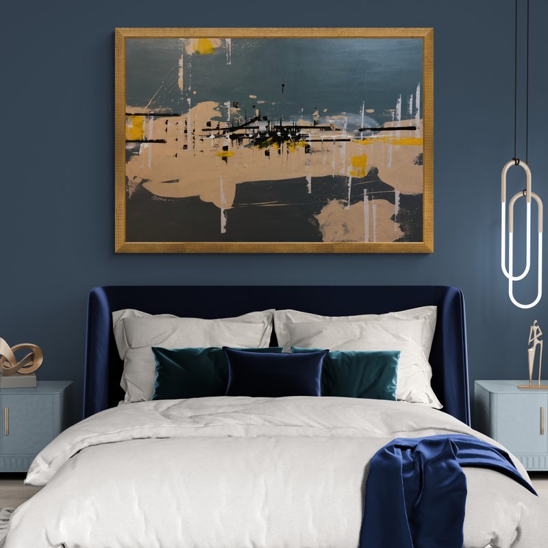 大型抽象风景油画布原画 - 墙贴/壁贴 - 棉．麻 灰色