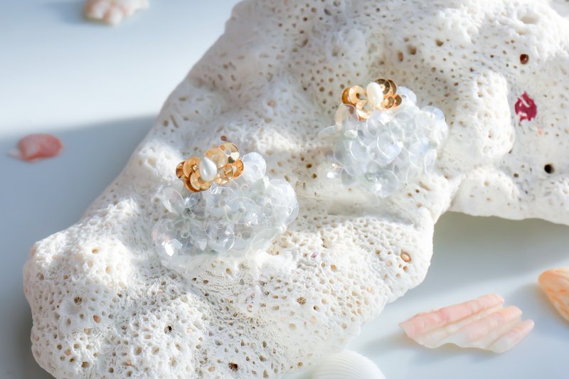 jellyfish - 耳环/耳夹 - 其他材质 白色