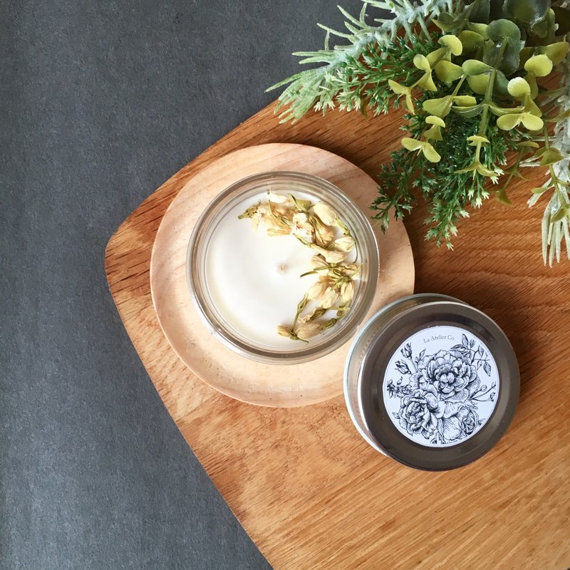 Botanical Hand-Poured Scented Soy Wax Candle | Dried Flower Travel Size Candle - 蜡烛/烛台 - 蜡 