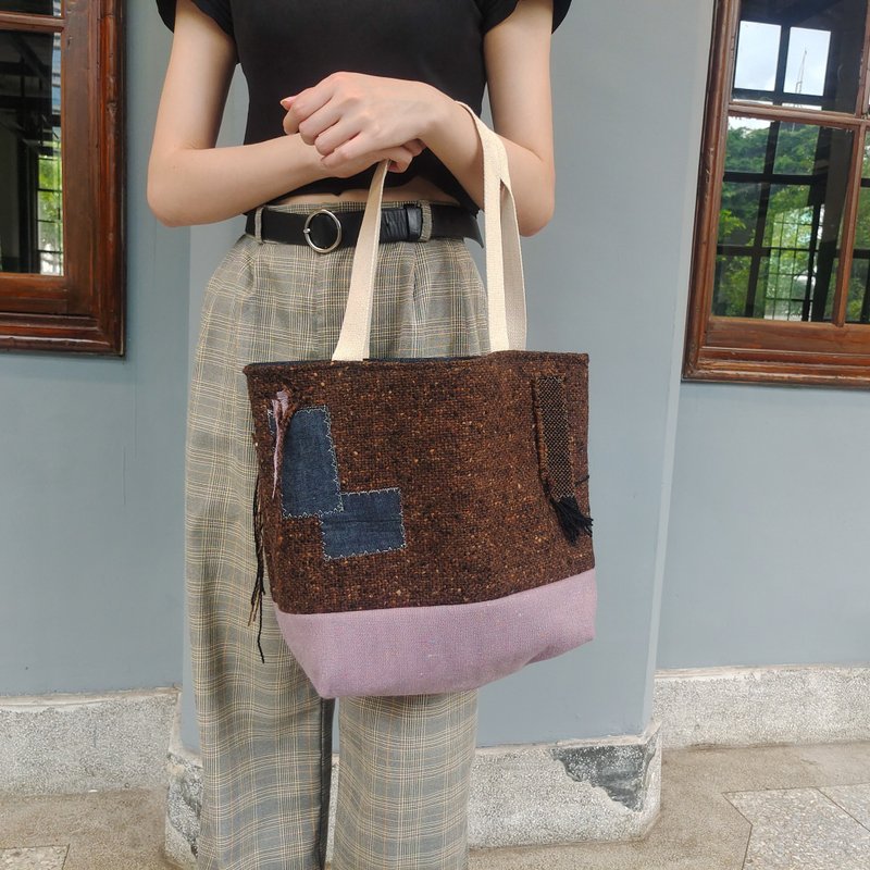 崩坏的忧郁的雷雨天-情绪系列-文创托特包 - 手提包/手提袋 - 棉．麻 咖啡色