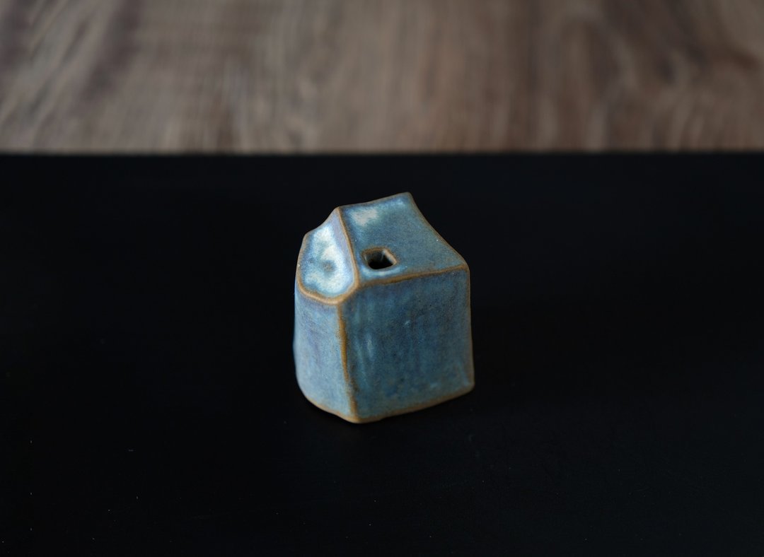 面取_茶席小花器 - 花瓶/陶器 - 瓷 蓝色