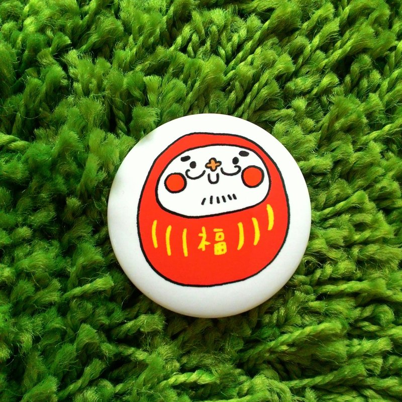 花大鼻徽章-福气不倒翁 - 徽章/别针 - 塑料 红色