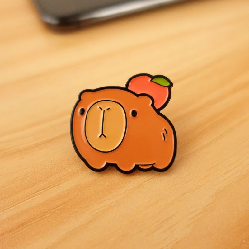 水豚 Capybara - 高质感金属徽章 / 别针 Enamel Pins - 徽章/别针 - 其他金属 咖啡色