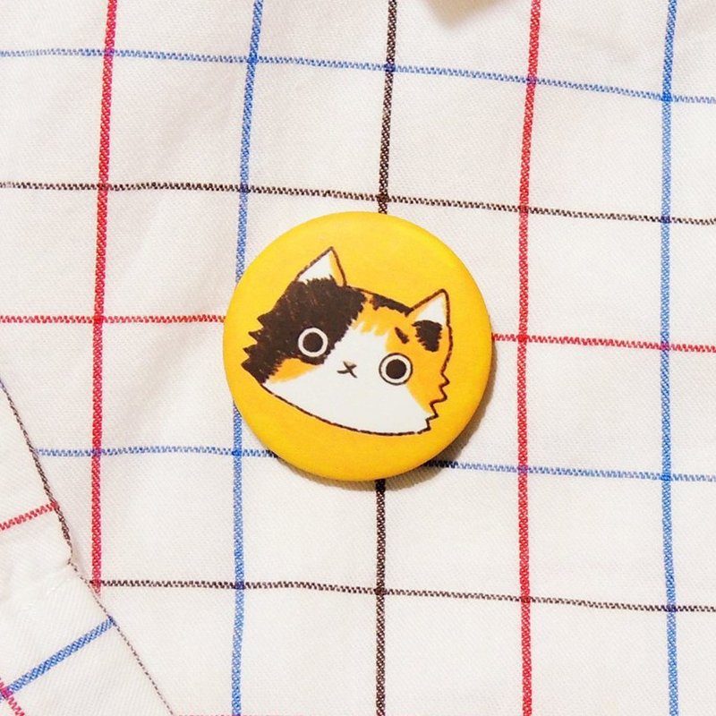 猫猫 x 趴踏－圆圆小胸章 - 徽章/别针 - 塑料 黄色