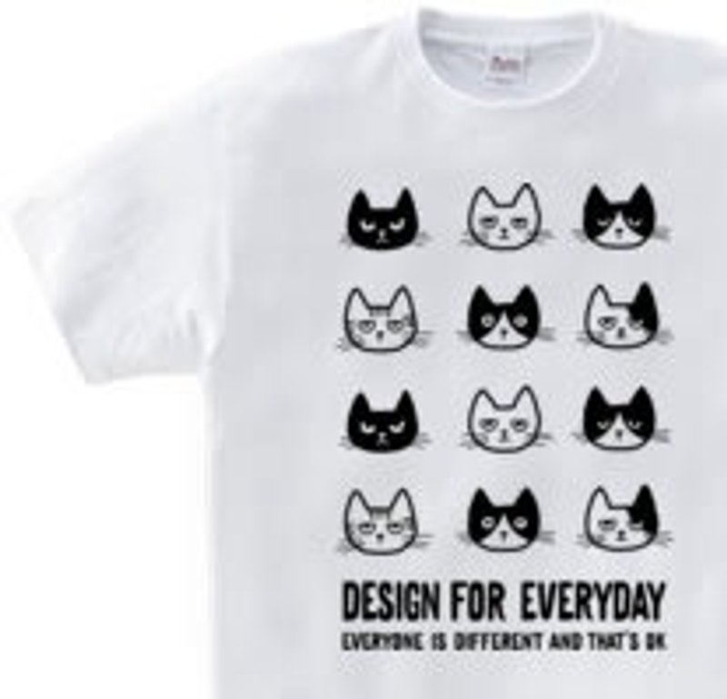 EVERYONE IS DIFFERENT AND THATS OK 猫咪系列 WM-WL•S-XL T 恤【订制商品】 - 中性连帽卫衣/T 恤 - 棉．麻 白色