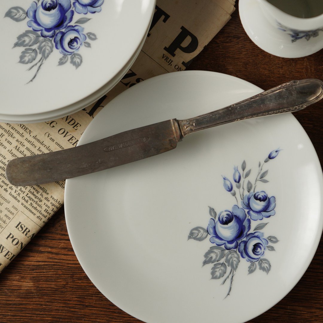 德国Mitterteich蓝玫瑰早餐盘/面包盘/老件 - 盘子/餐盘/盘架 - 瓷 蓝色