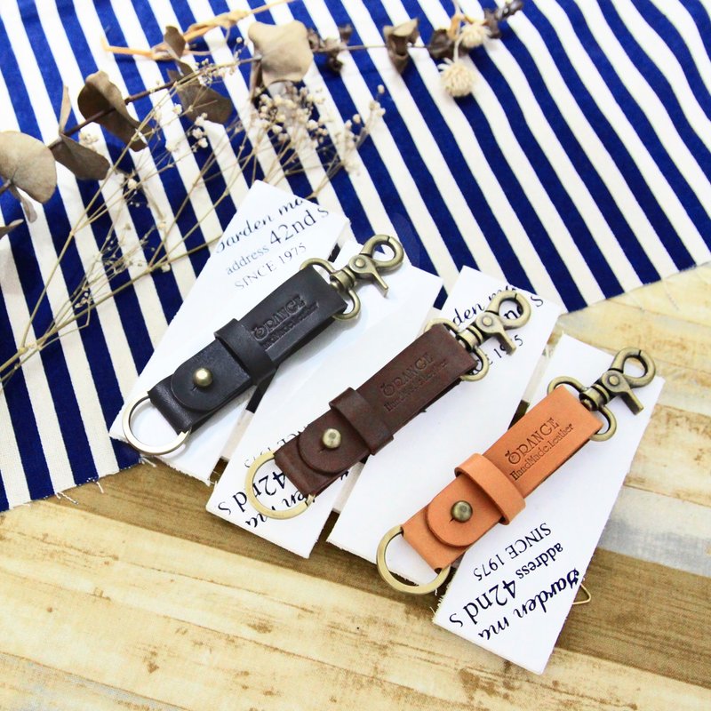 小橘皮 植鞣牛皮 钥匙圈 / 钥匙环 / 钥匙收纳 / 婚礼小物 - 钥匙链/钥匙包 - 真皮 