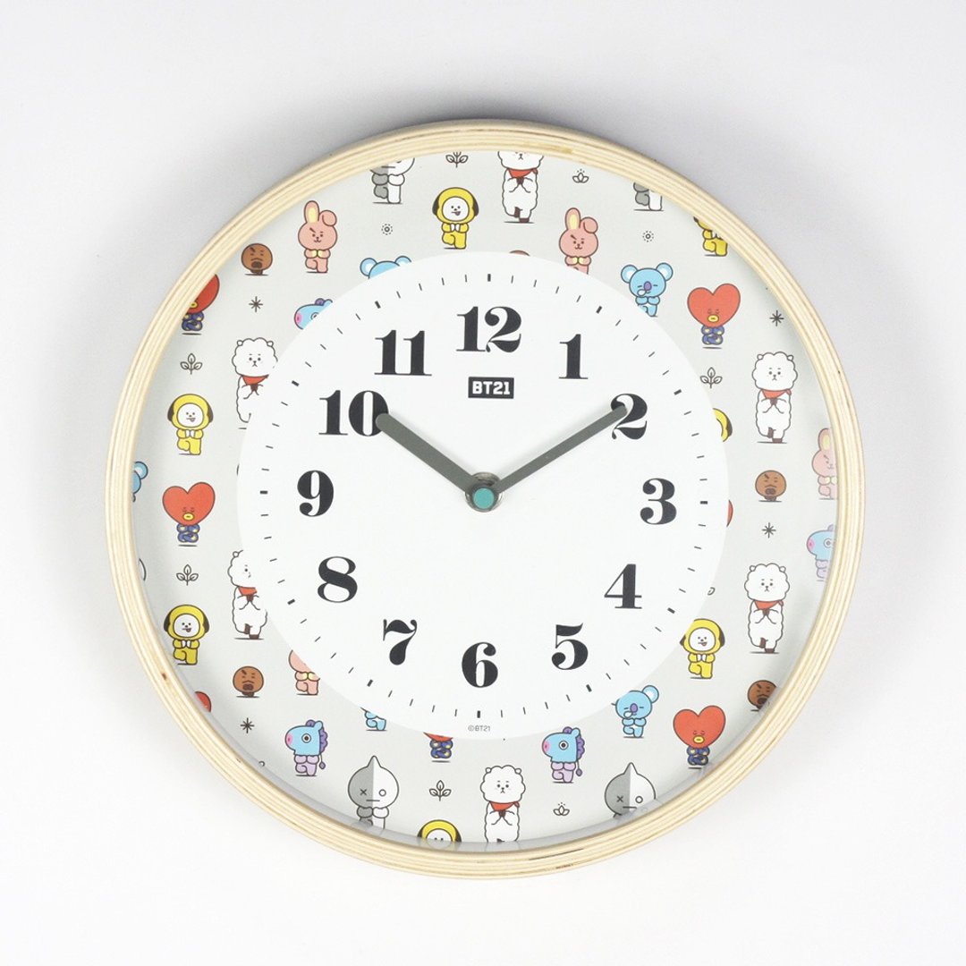 官方授权 l BT21做瑜珈 实木静音时钟挂钟 - 时钟/闹钟 - 木头 卡其色