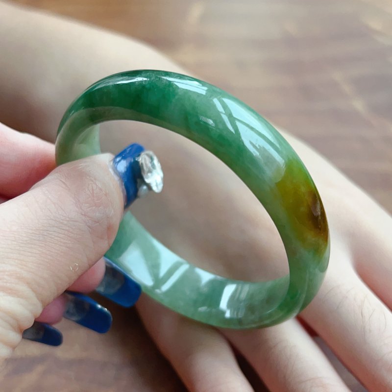 三彩翡翠贵妃镯手镯 | 18围 | 天然缅甸玉翡翠A货 | 送礼 - 手链/手环 - 玉石 多色
