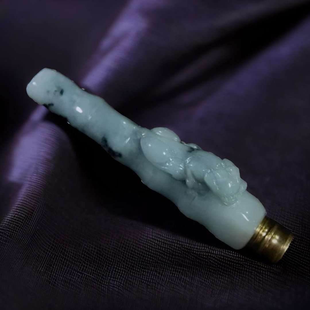 飘花翡翠烟斗 | 天然缅甸玉A货翡翠 | 送礼 - 金工/饰品 - 玉石 透明