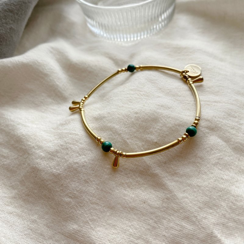 小印地安- 孔雀石 黄铜手环 - 手链/手环 - 铜/黄铜 多色