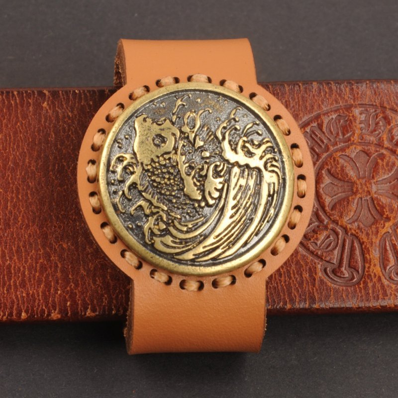 手缝 植鞣厚牛皮  皮带环 介子圈 尾部固定环  复古 - 皮带/腰带 - 真皮 