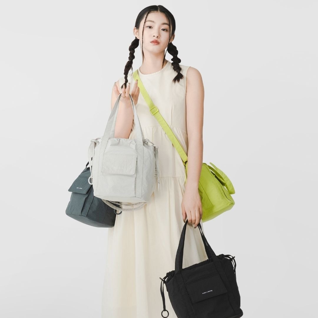 女生 水桶袋 索绳袋 手提袋 两用肩背包 轻量材质 - Luna - 束口袋双肩包 - 尼龙 多色