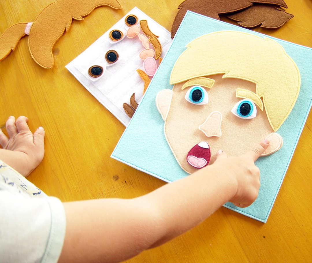 Make a face toy, Emotions play mat, gift for kid - 玩具/玩偶 - 环保材料 蓝色