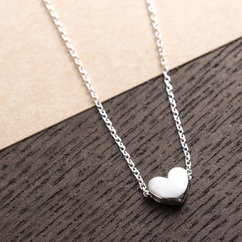 几何立体爱心坠饰(正） - 项链 - 其他金属 银色