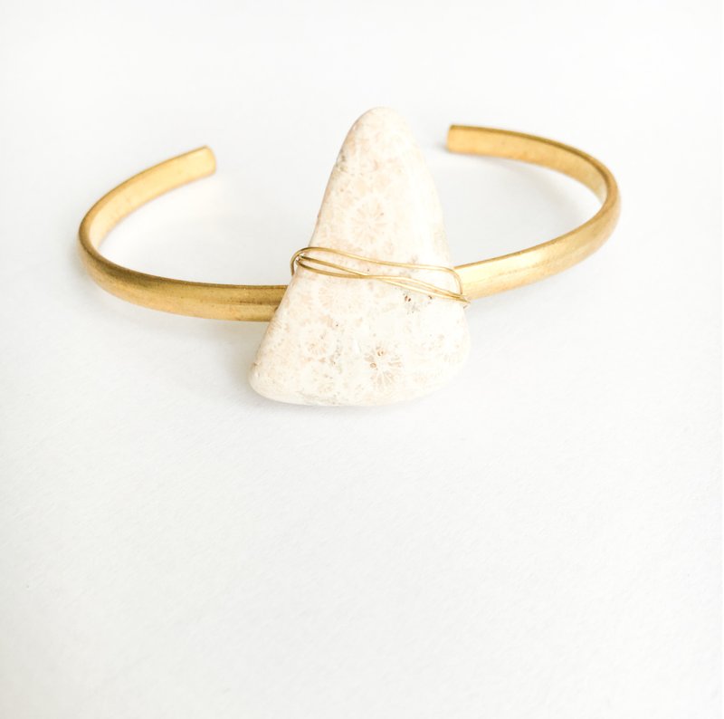 天然三角石铜色手镯 - 手链/手环 - 石头 卡其色