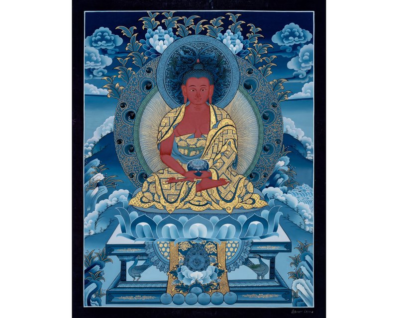 神圣的阿弥陀佛唐卡画  西藏艺术的精神觉醒 - 墙贴/壁贴 - 24k 金 多色