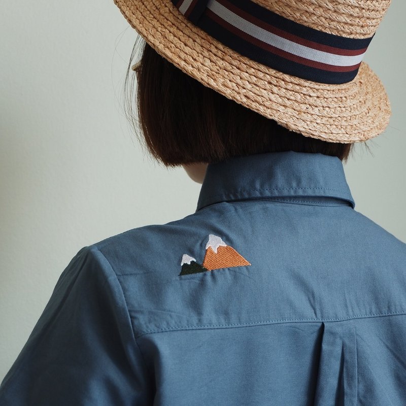  Basic cc* Shirt (Fox home) :Deep Sea Color - 女装衬衫 - 绣线 蓝色