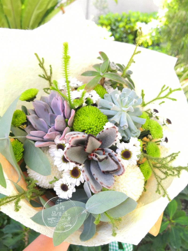 多肉与鲜花圆形手绑花束课程 - 植栽 - 植物．花 